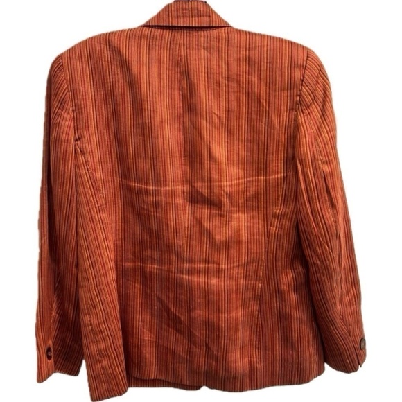 GIANNI Linen Petite Orange Striped Blazer Size 8 Imported Fabric Vintage - Picture 3 of 9